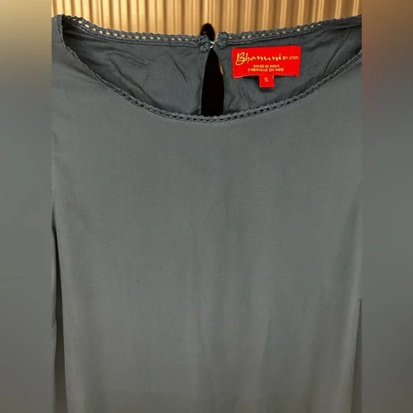 Womens Anthropologie Bhanuni by Jyoti Blue Floral Rayon Tunic Dress Size Small - Picture 4 of 5